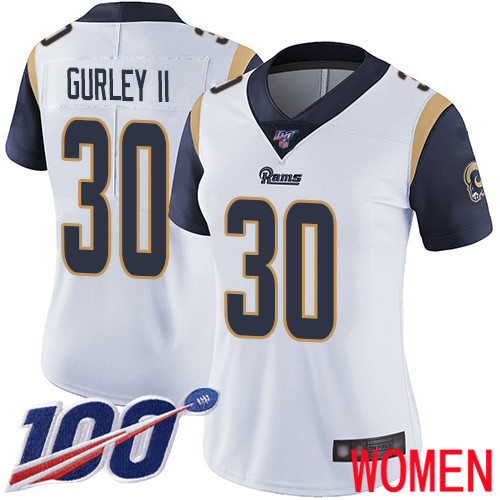Los Angeles Rams Limited White Women Todd Gurley Road Jersey NFL Football #30 100th Season Vapor Untouchable->los angeles rams->NFL Jersey